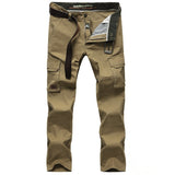 Men&#39;s Overalls Military Army Cargo Pants Spring Cotton Baggy Denim Pants Male Multi-pockets Casual Long Trousers Plus Size 42