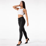 Shascullfites Melody Black Pleather Pants Womens Heat Fleece Lined Leggings Pu Skinny Push Up Trousers