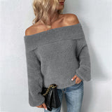 European and American-Style Sexy Knit Pullover with Lantern Sleeves