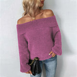 European and American-Style Sexy Knit Pullover with Lantern Sleeves