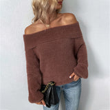 European and American-Style Sexy Knit Pullover with Lantern Sleeves