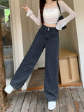 Quilted Jacquard High Waist Fashion Elegant Draggle-Tail Straight Trousers