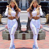 2022 Summer Women's Solid Color Sexy Ripped Jeans Women's Solid Color Jeans