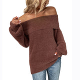 European and American-Style Sexy Knit Pullover with Lantern Sleeves