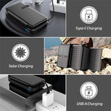 43800mAh Solar Charger Power Bank Portable solar panel QC3.0 Fast Charging Qi 20W Wireless Charger Built in Bright flashlights