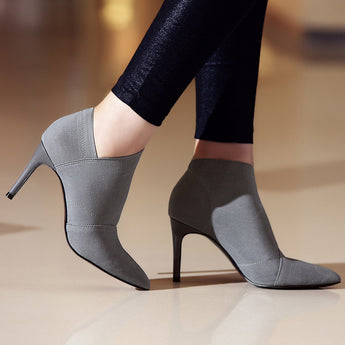 Genuine Leather+Microfiber Ankle Boots Women Fashion Boots Pointed - The Accessorie Hub