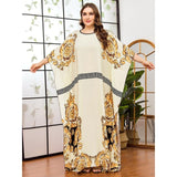 Women Casual batwing sleeve floral  moroccan gown