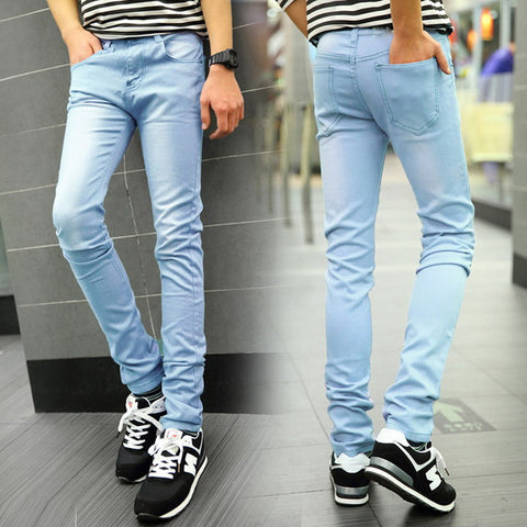 Light blue 2016 New arrived Denim Skinny Jeans men hight quality - The Accessorie Hub