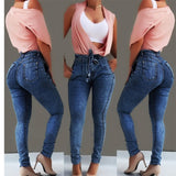 High Waist Jeans Slim Stretch Denim - The Accessorie Hub