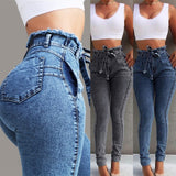 High Waist Jeans Slim Stretch Denim - The Accessorie Hub